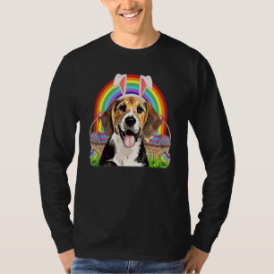 Easter Beagle Dog Bunny Egg Hunt Rainbow T-Shirt