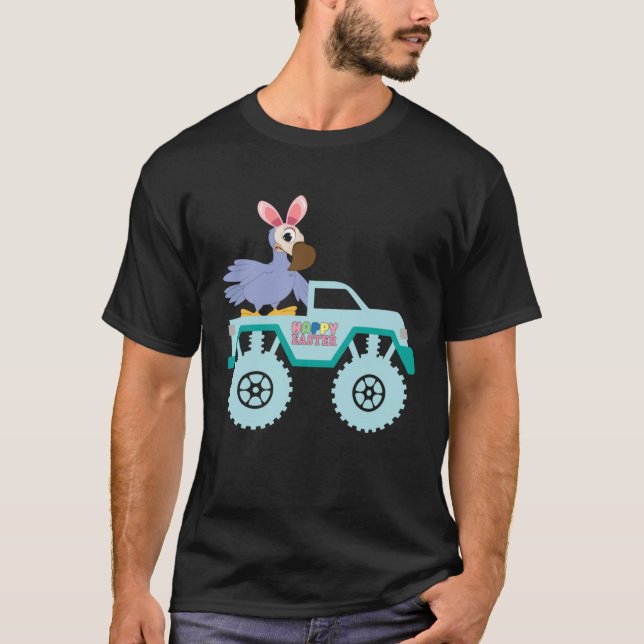 Easter Bearded Dragon Bunny Riding Monster Truck T T-Shirt (Front)