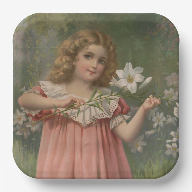 Easter Beauties, Vintage Illustration, 1898 Paper Plate (Front)