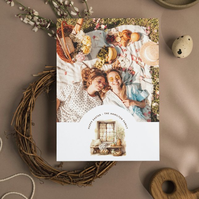 Easter Beige Photo Personalised Holiday Card (Creator Uploaded)