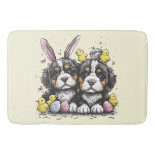 Easter Bernese Mountain Dogs Bath Mat