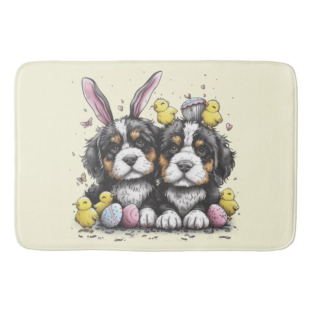 Easter Bernese Mountain Dogs Bath Mat (Front)