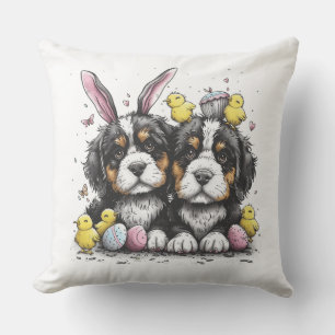 Easter Bernese Mountain Dogs Cushion