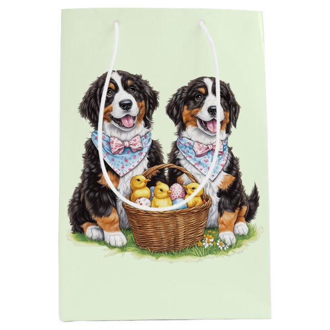 Easter Bernese Mountain Dogs Medium Gift Bag (Front)