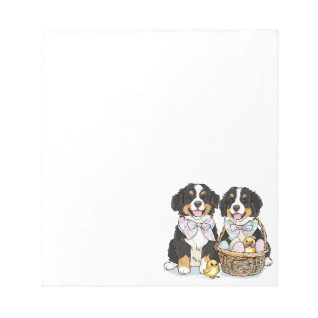 Easter Bernese Mountain Dogs Notepad (Front)