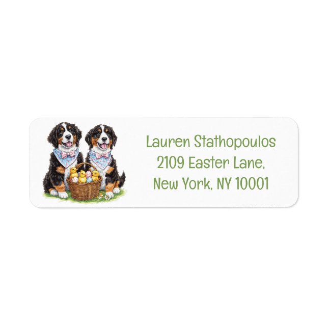 Easter Bernese Mountain Dogs Return Address Label (Front)