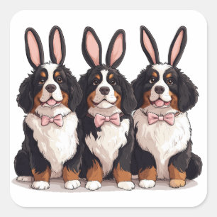 Easter Bernese Mountain Dogs Square Sticker
