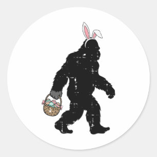 Easter Bigfoot Bunny Ears Sket Sasquatch Men Women Classic Round Sticker