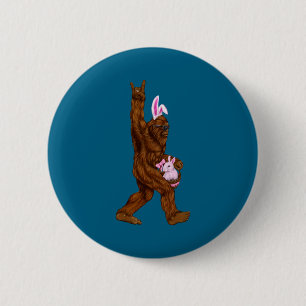Easter bigfoot bunny in a basket is fun for sunday 6 cm round badge