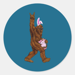 Easter bigfoot bunny in a basket is fun for sunday classic round sticker
