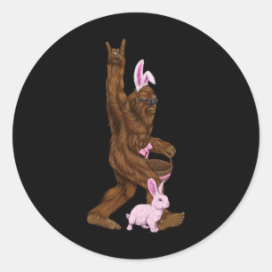 Easter Bigfoot Bunny In A Basket Is Fun For Sunday Classic Round Sticker