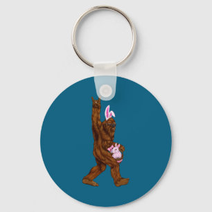 Easter bigfoot bunny in a basket is fun for sunday key ring