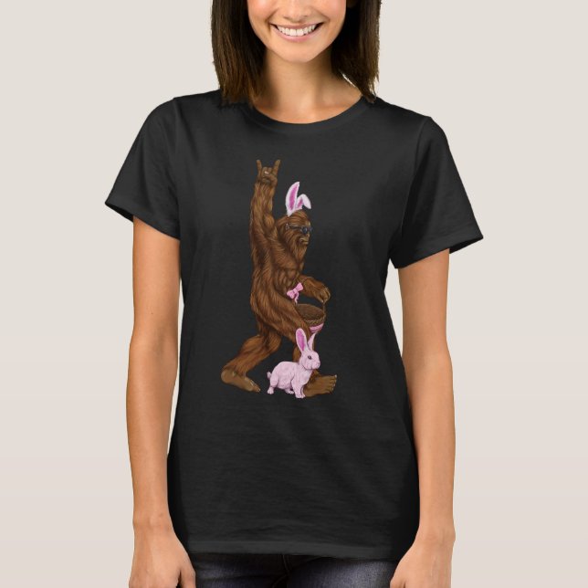 Easter Bigfoot Bunny In A Basket Is Fun For Sunday T-Shirt (Front)