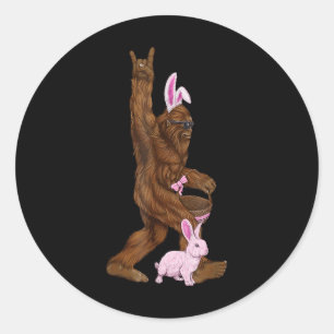 Easter Bigfoot Bunny In A Basket Is Funny For Sund Classic Round Sticker