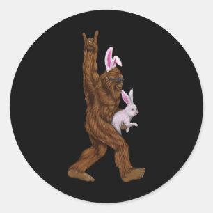 Easter Bigfoot Bunny In A Bysket Is Fun For Sunday Classic Round Sticker