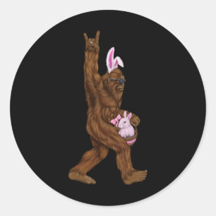 Easter Bigfoot Bunny In A Bysket Is Fun For Sunday Classic Round Sticker