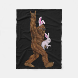 Easter Bigfoot Bunny In A Bysket Is Fun For Sunday Fleece Blanket
