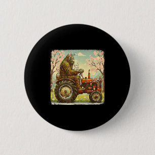 Easter bigfoot bunny tractor funny spring 6 cm round badge