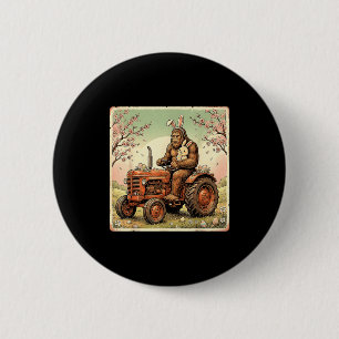 Easter bigfoot bunny tractor funny spring 6 cm round badge