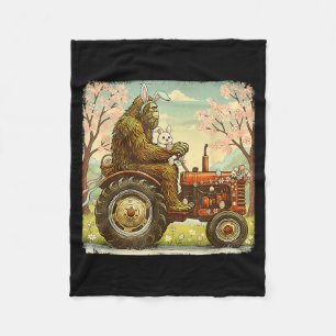 Easter bigfoot bunny tractor funny spring fleece blanket