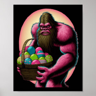 Easter Bigfoot Bunny With Easter Egg Basket Fun Fo Poster
