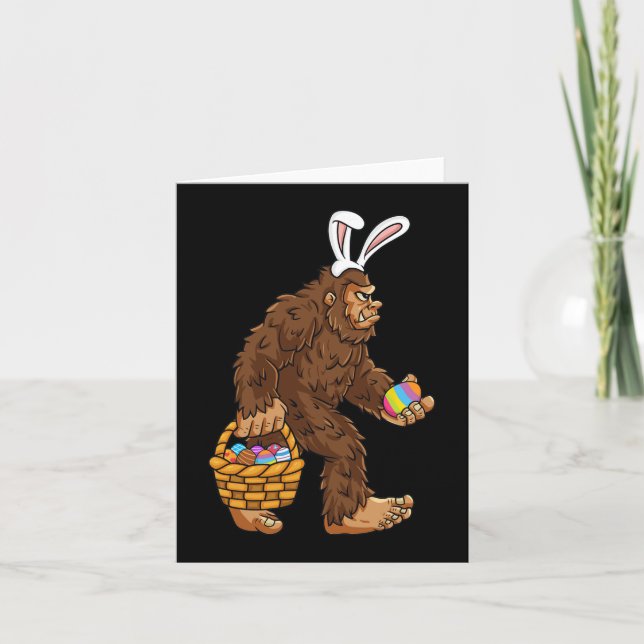 Easter Bigfoot With Egg Basket Fun Boys Kids Sasqu Card (Front)