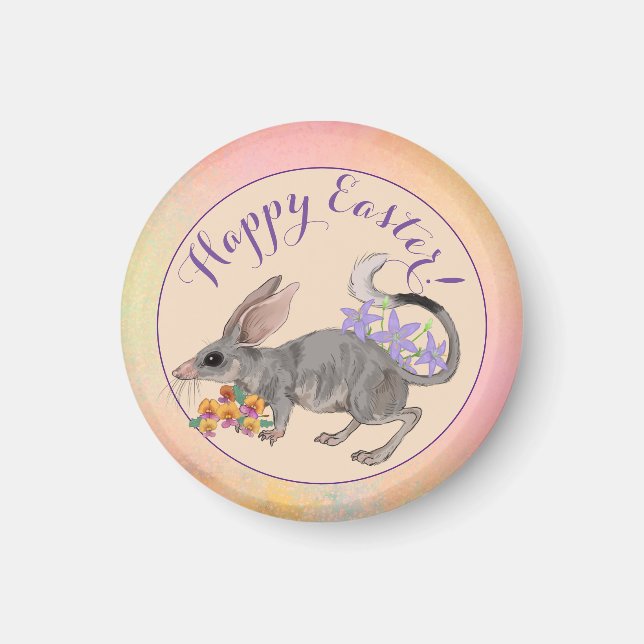 Easter Bilby & Australian Flowers Happy Easter But Magnet (Front)