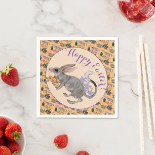 Easter Bilby & Australian Flowers Happy Easter Napkin