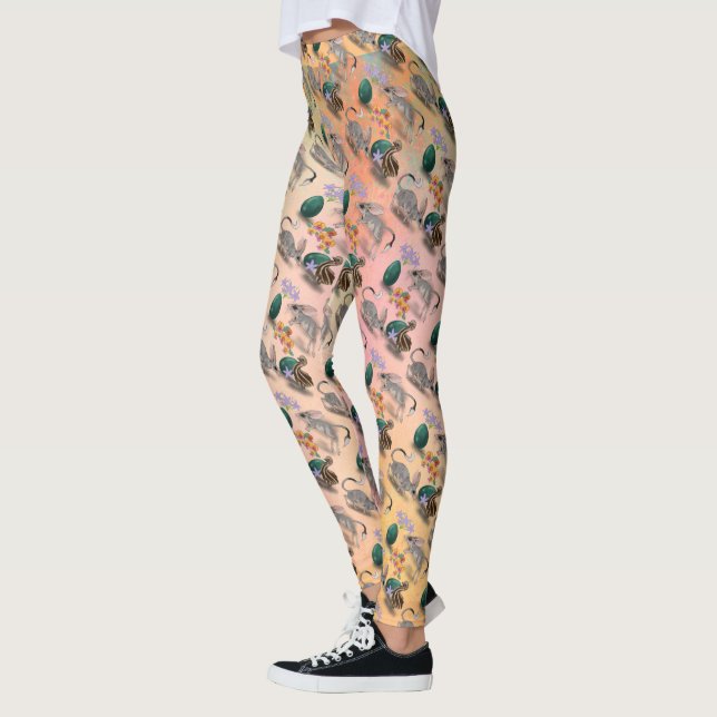 Easter Bilby & Australian Flowers  Leggings (Left)