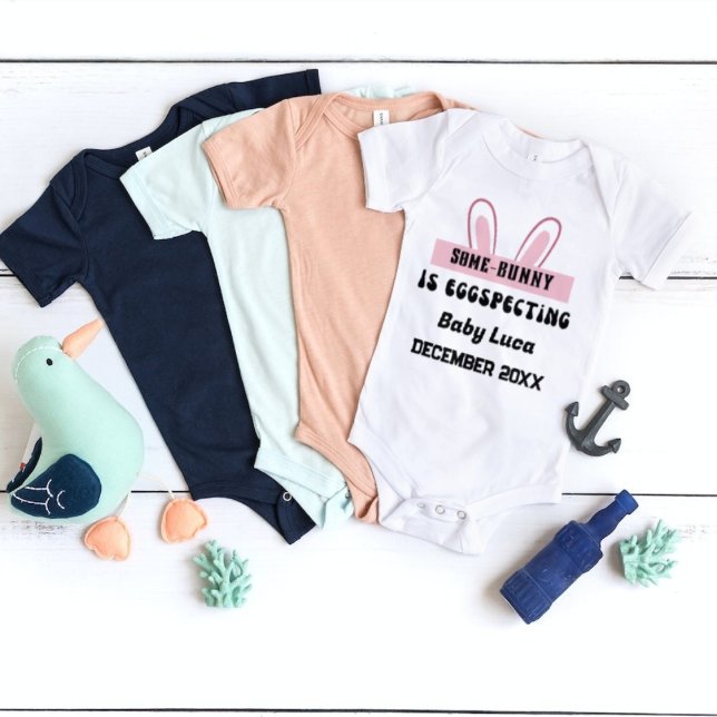 Easter birth announcement somebunny is eggspecting baby bodysuit (Creator Uploaded)