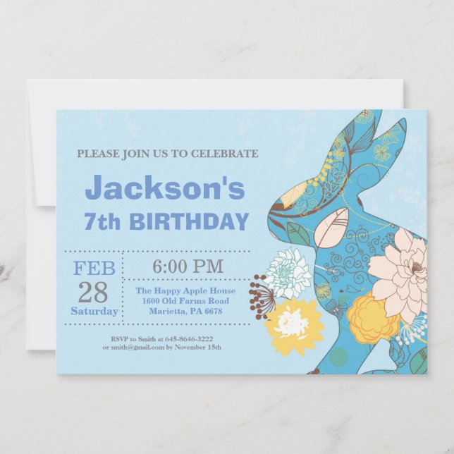 Easter birthday Boy Easter Egg Birthday Rabbit Invitation (Front)