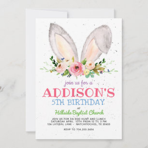 Easter Birthday Invitation, Easter Bunny Birthday, Invitation