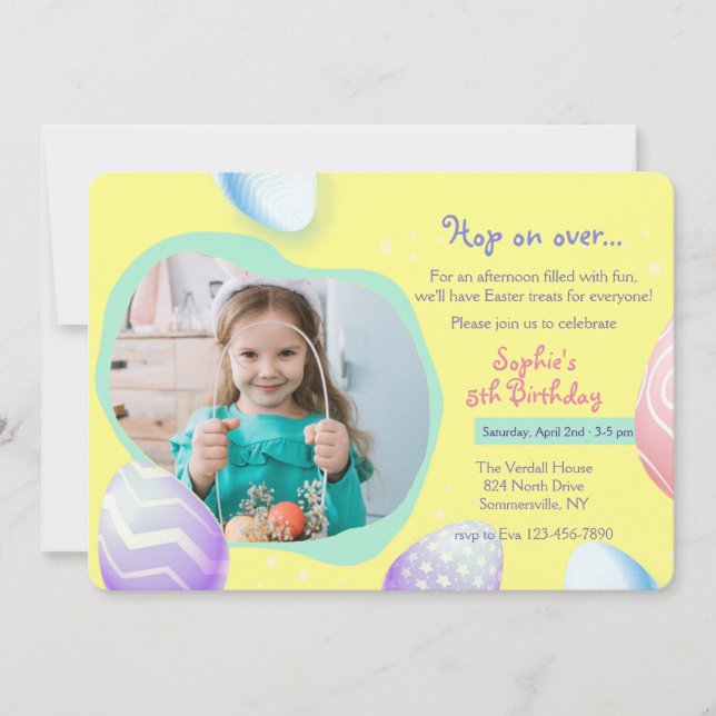 Easter Birthday Photo Invitation (Front)