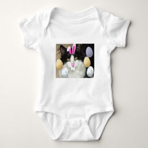 Easter Black and White Kitty Cat Baby Bodysuit