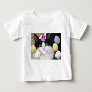 Easter Black and White Kitty Cat Baby T-Shirt