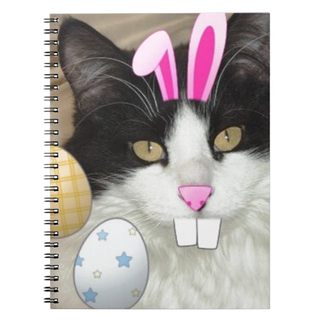 Easter Black and White Kitty Cat Notebook (Front)