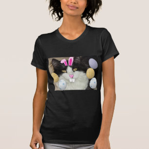 Easter Black and White Kitty Cat T-Shirt