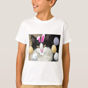 Easter Black and White Kitty Cat T-Shirt