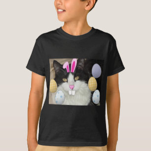 Easter Black and White Kitty Cat T-Shirt