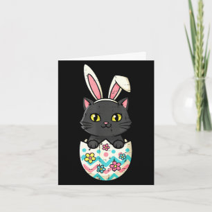 Easter black cat in egg cute kitten girls kids card