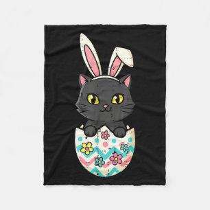 Easter black cat in egg cute kitten girls kids fleece blanket