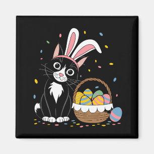 Easter Black Cat Tuxedo Rabbit Bunny Ears Eggs Magnet