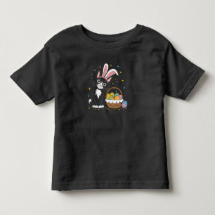 Easter Black Cat Tuxedo Rabbit Bunny Ears Eggs Toddler T-Shirt
