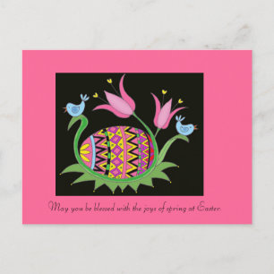 Easter Blessing Ukrainian Folk Art Holiday Postcard
