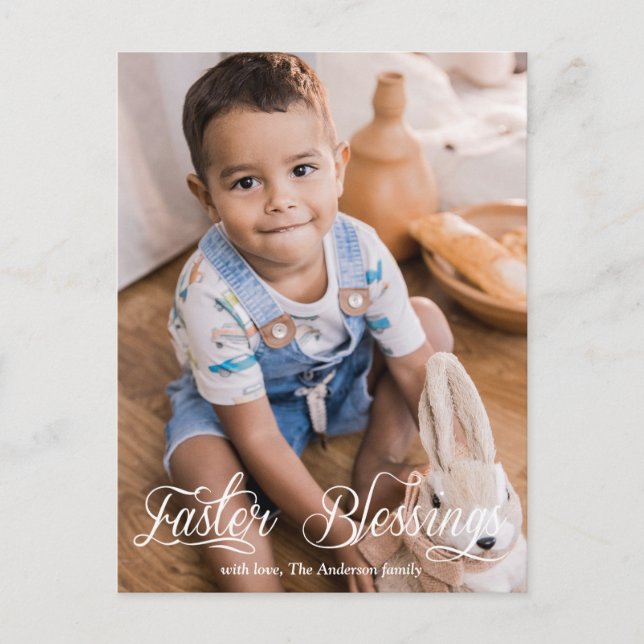 Easter Blessings Baby Kids Family Photo Holiday Postcard (Front)