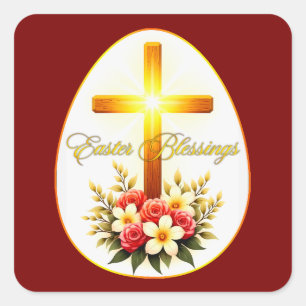 Easter Blessings – Christian Faith Art Autocolante Square Sticker