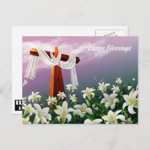 Easter Blessings. Christian Religious Holiday Postcard