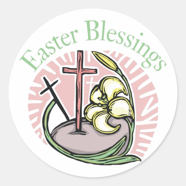 Easter Blessings Classic Round Sticker (Front)