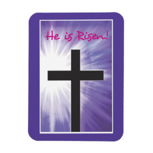 Easter Blessings Cross Starburst on Purple, Risen Magnet