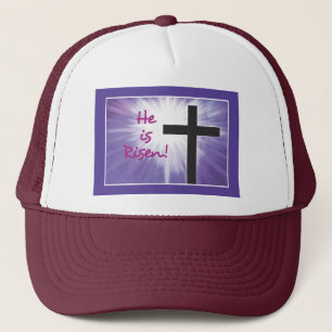 Easter Blessings Cross Starburst on Purple, Risen Trucker Hat